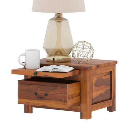 flora solid wood bedside table in natural finish