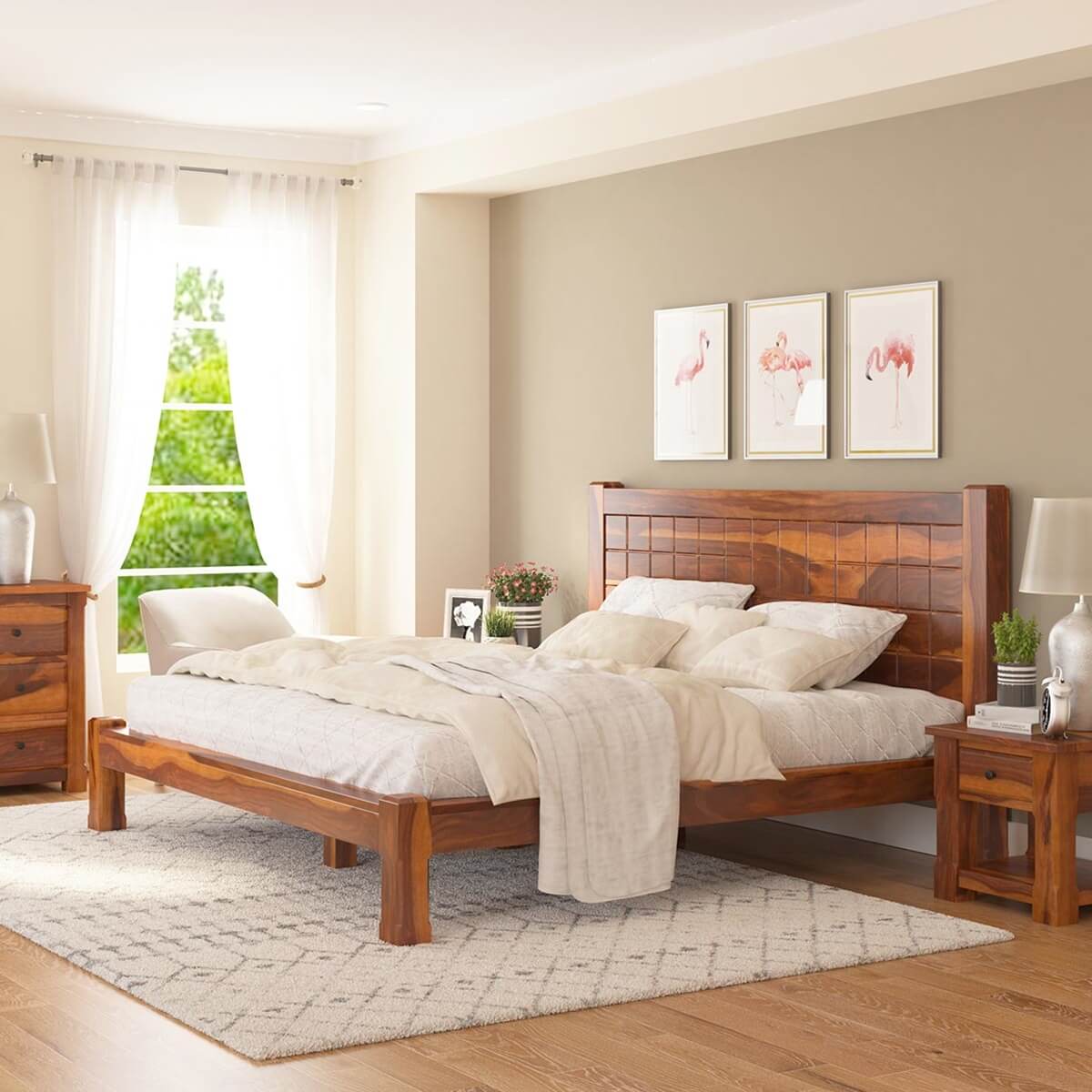 sango solid wood bed in natural finish