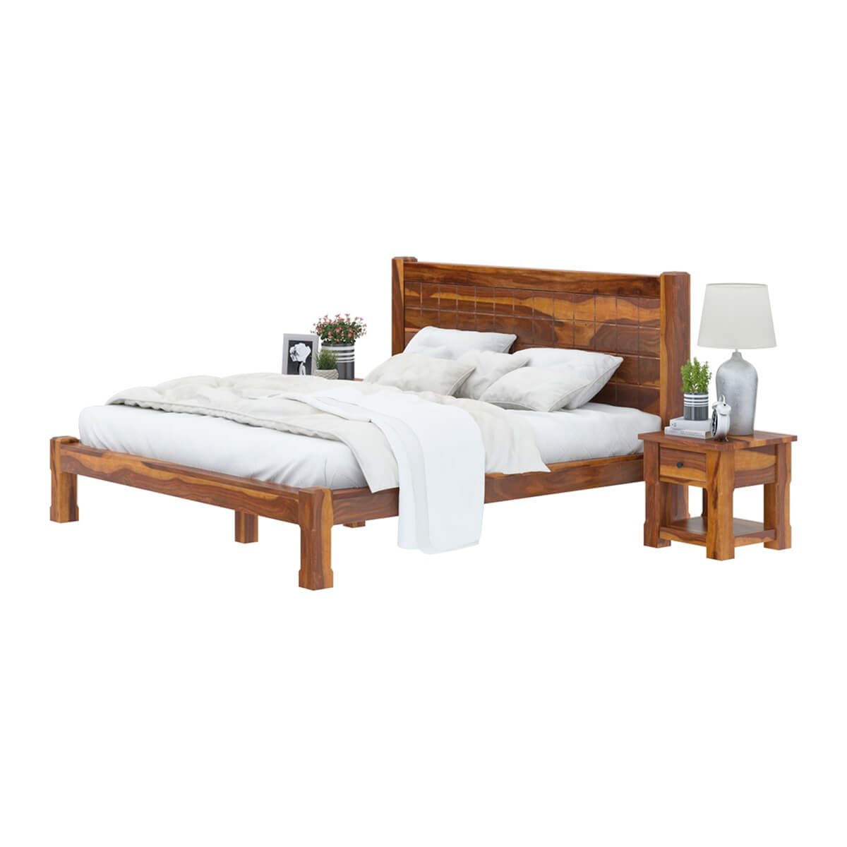 sango solid wood bed in natural finish