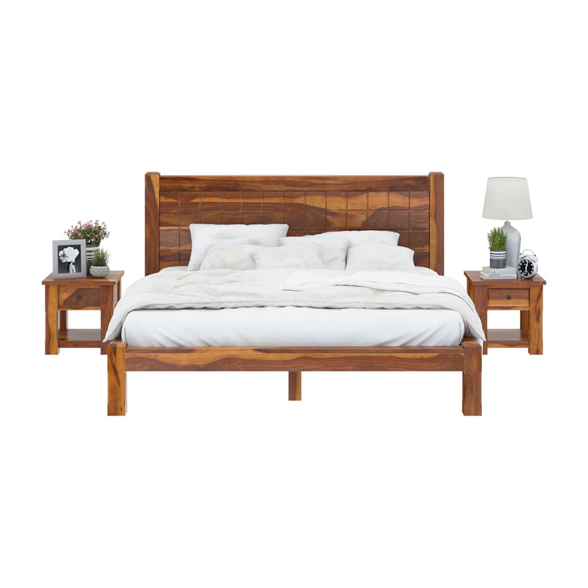 sango solid wood bed in natural finish