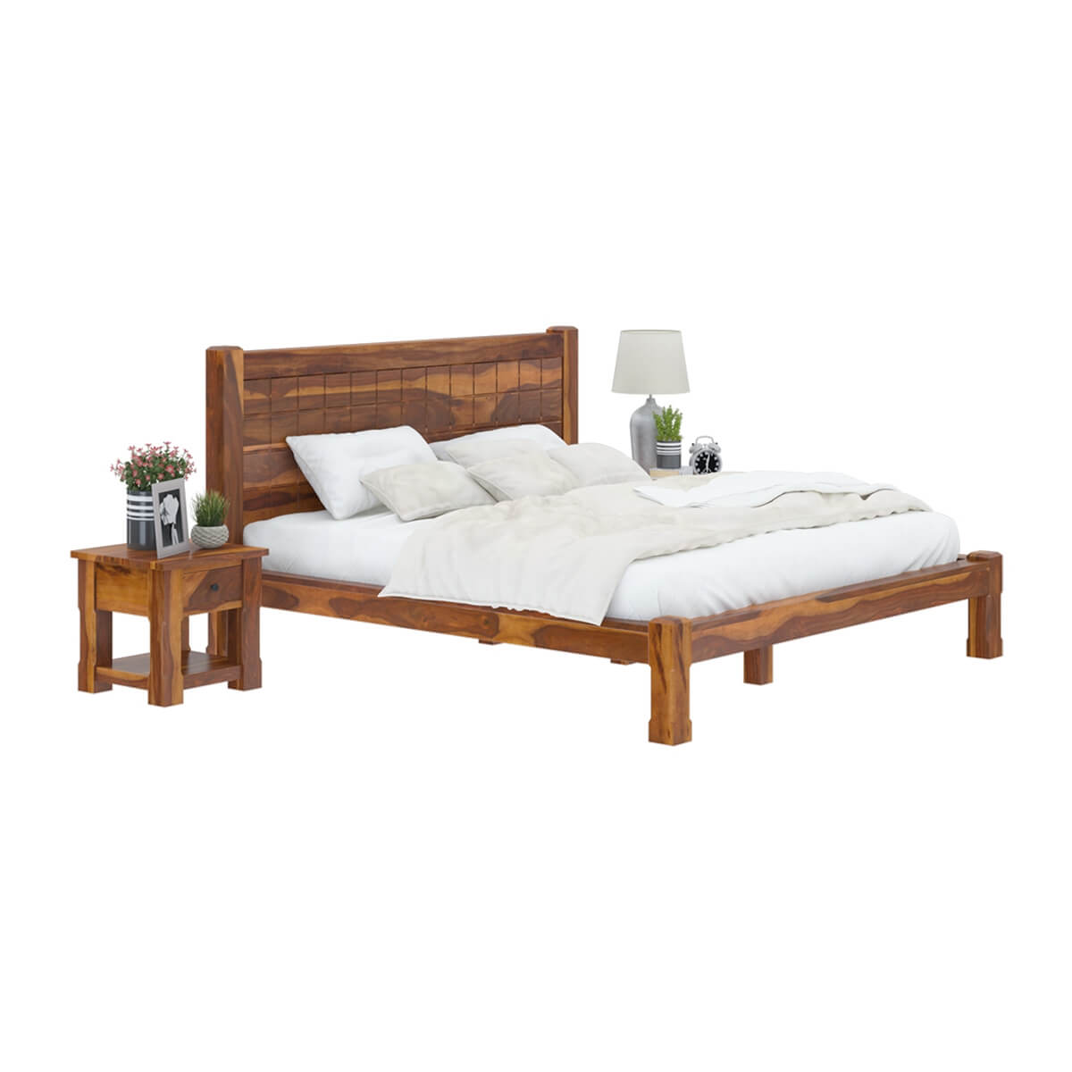 sango solid wood bed in natural finish