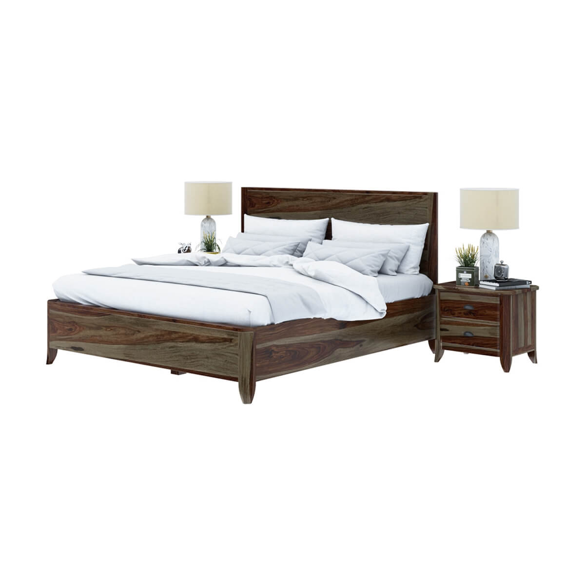 romeo solid wood bed in walnut finish