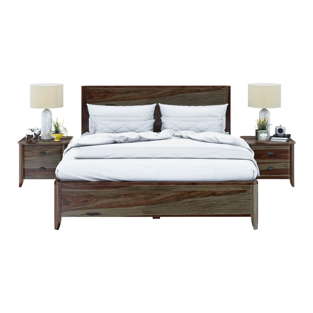 romeo solid wood bed in walnut finish