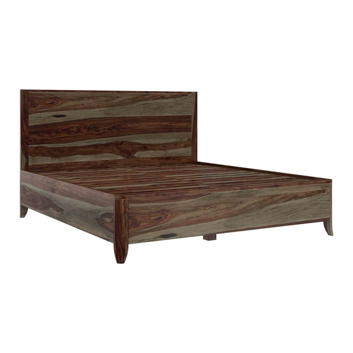 romeo solid wood bed in walnut finish