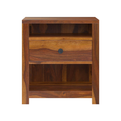 lotus solid wood bedside table in natural finish