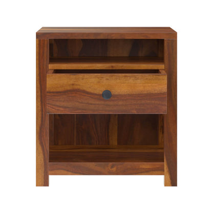 lotus solid wood bedside table in natural finish