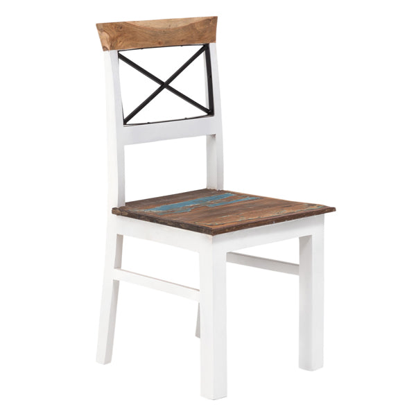 abbey solid wood dining chair in white and rustic finish