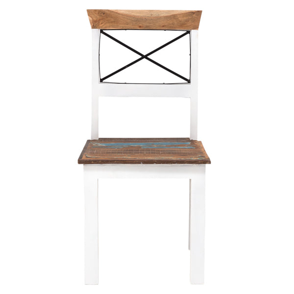 abbey solid wood dining chair in white and rustic finish