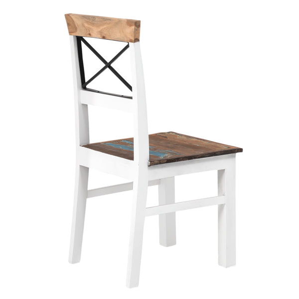 abbey solid wood dining chair in white and rustic finish