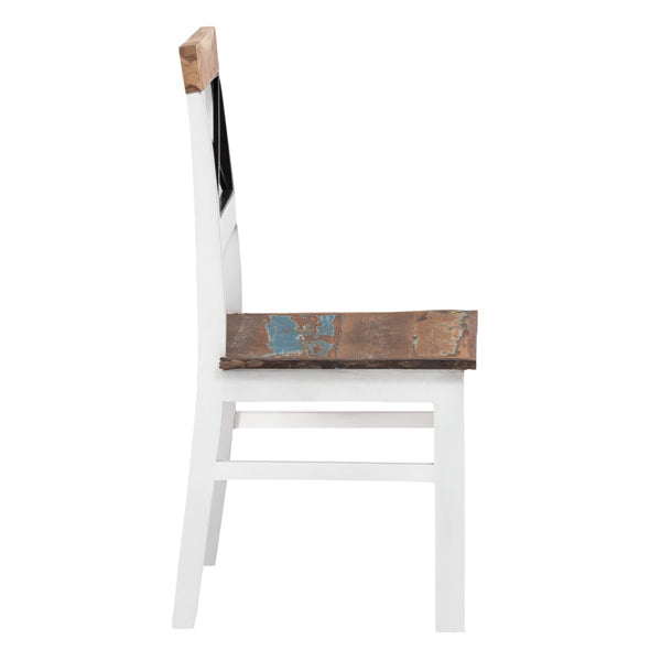 abbey solid wood dining chair in white and rustic finish