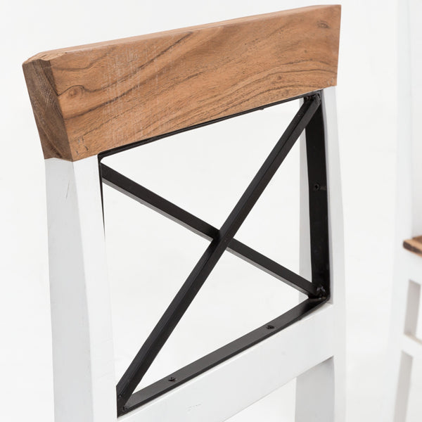 abbey solid wood dining chair in white and rustic finish