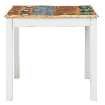 Abbey Solid Wood Dining Table In White, Rustic Finish
