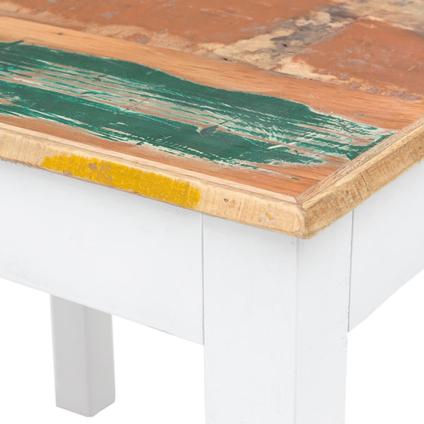 Abbey Solid Wood Dining Table In White, Rustic Finish