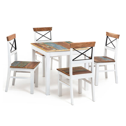 abbey solid wood dining chair in white and rustic finish
