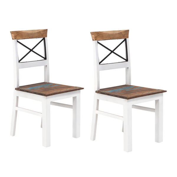 abbey solid wood dining chair in white and rustic finish
