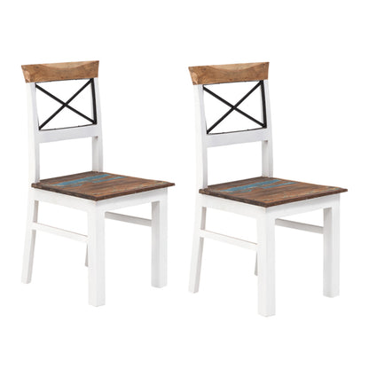 abbey solid wood dining chair in white and rustic finish