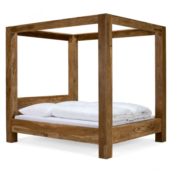 rio solid wood poster bed in natural finish