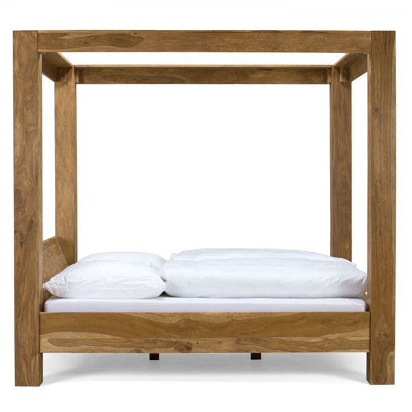 rio solid wood poster bed in natural finish