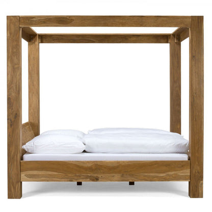 rio solid wood poster bed in natural finish