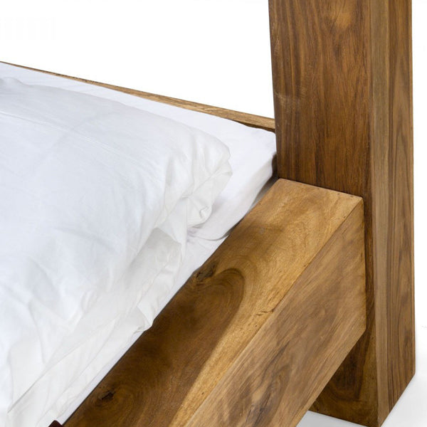 rio solid wood poster bed in natural finish