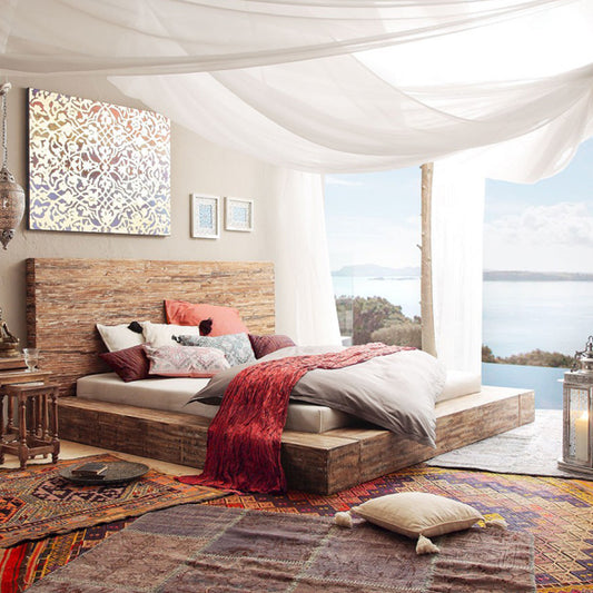 hector solid wood platform bed in rustic finish