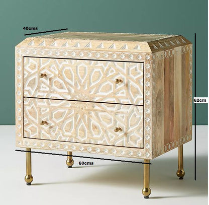 admire solid wood carved bedside table