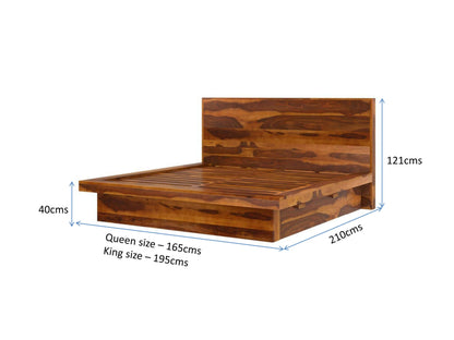 aura solid wood platform bed in natural finish