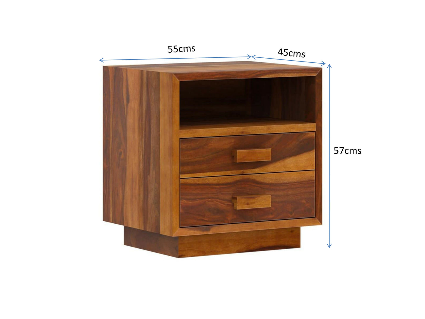 Aura solid wood bedside table in natural finish