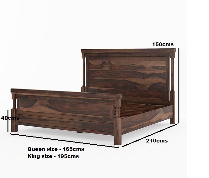 Bangalore solid wood bed in walnut finish