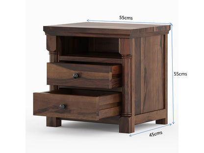 Bangalore solid wood bedside table in walnut finish