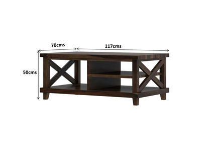 Cross solid wood coffee table