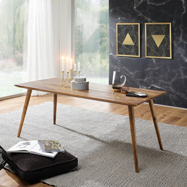 eva solid wood dining table in stone finish