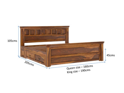 flora solid wood bed with storage
