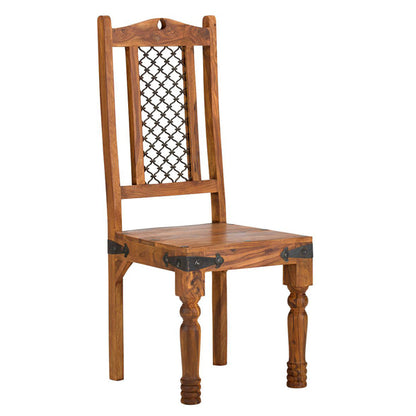 jali solid wood dining chair in natural finish