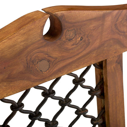 jali solid wood dining chair in natural finish
