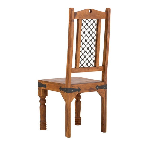 jali solid wood dining chair in natural finish