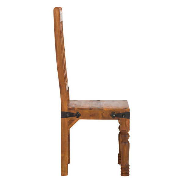 jali solid wood dining chair in natural finish