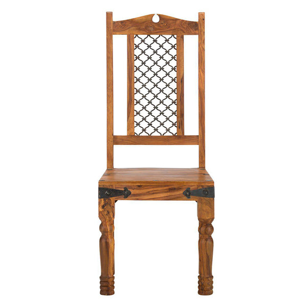 jali solid wood dining chair in natural finish