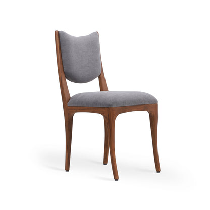 kik solid wood dining chair in grey fabric