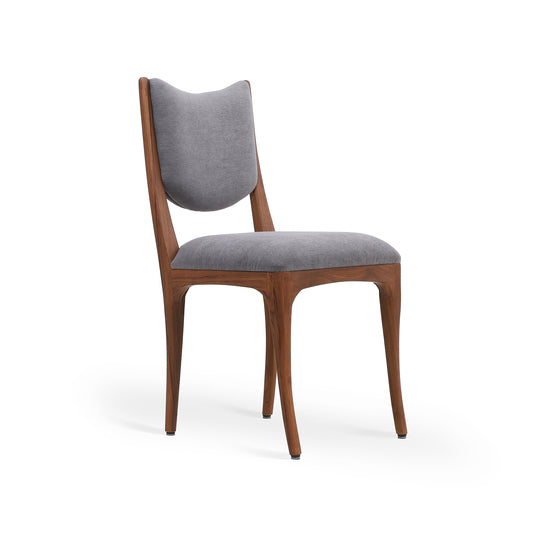 kik solid wood dining chair in grey fabric