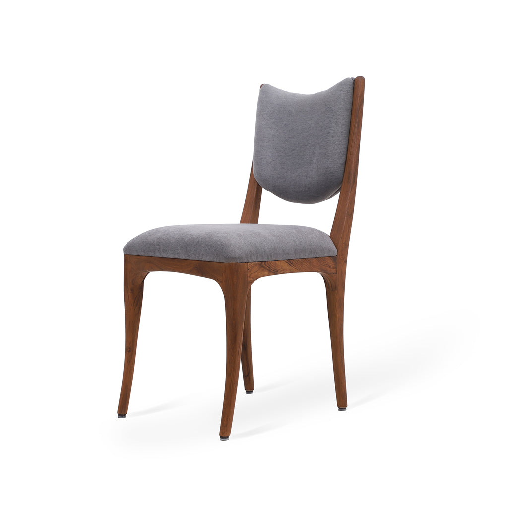 kik solid wood dining chair in grey fabric