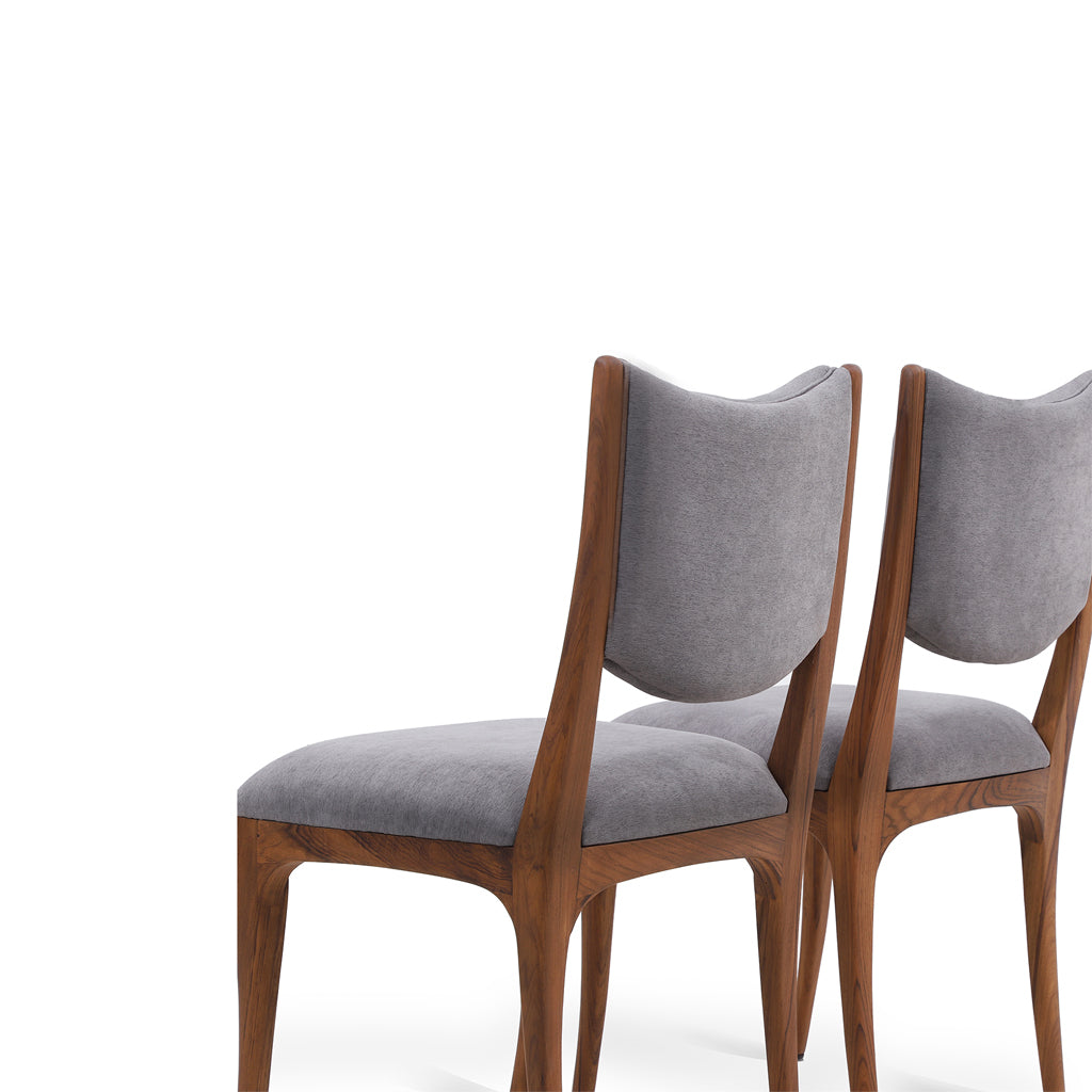 kik solid wood dining chair in grey fabric