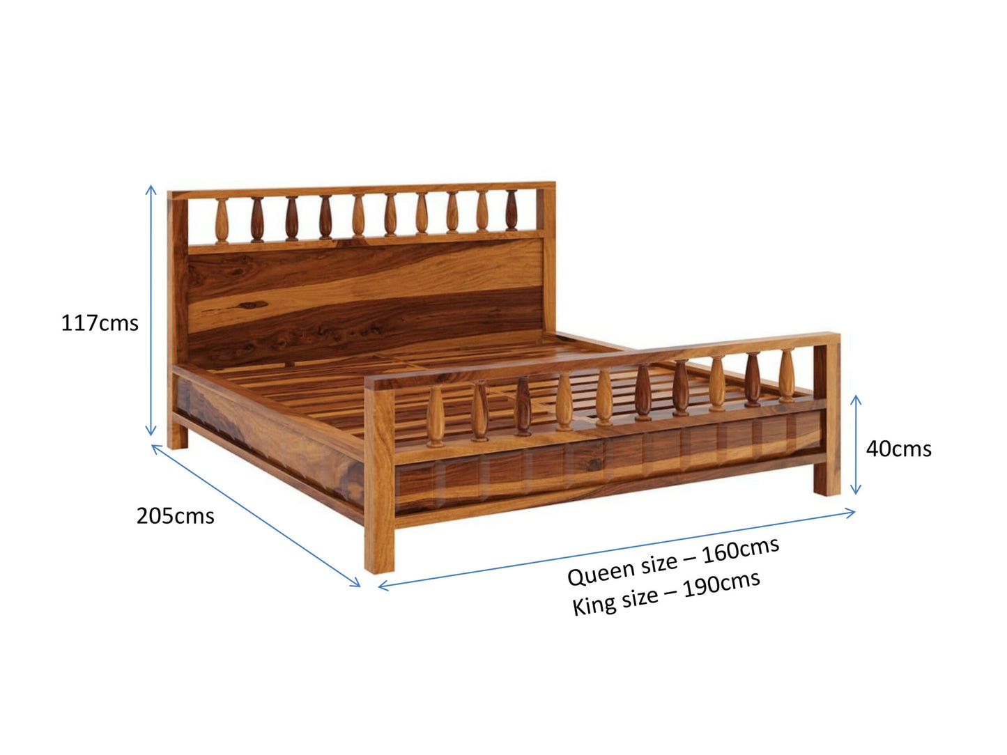 kharad solid wood bed in natural finish