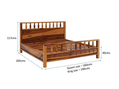 kharad solid wood bed in natural finish
