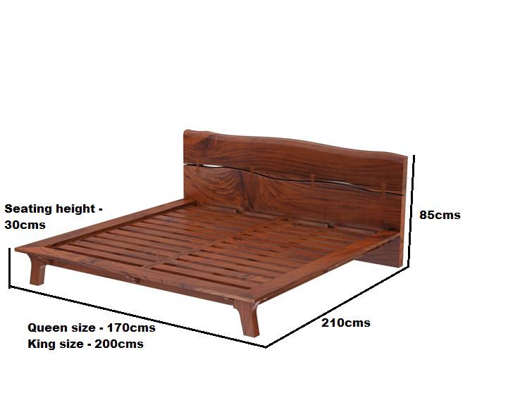 live edge solid acacia wood bed in natural finish