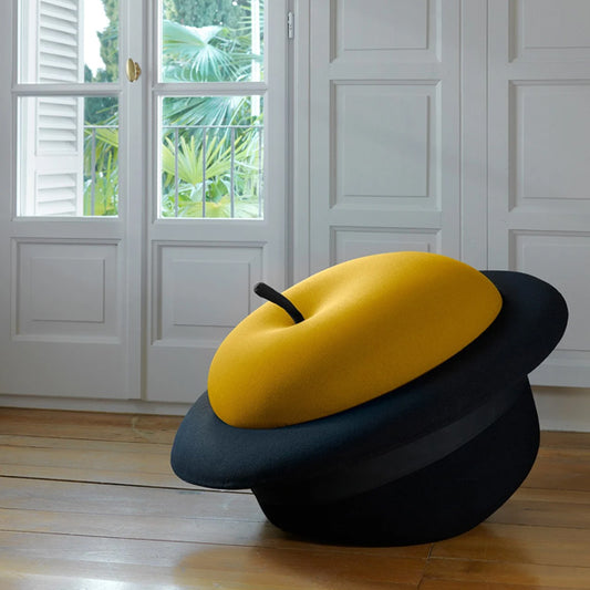 yellow apple pouffe