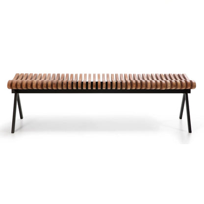 odu solid wood bench with metal legs