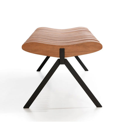 odu solid wood bench with metal legs