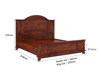 Rishiya solid wood king size bed in Rosewood finish