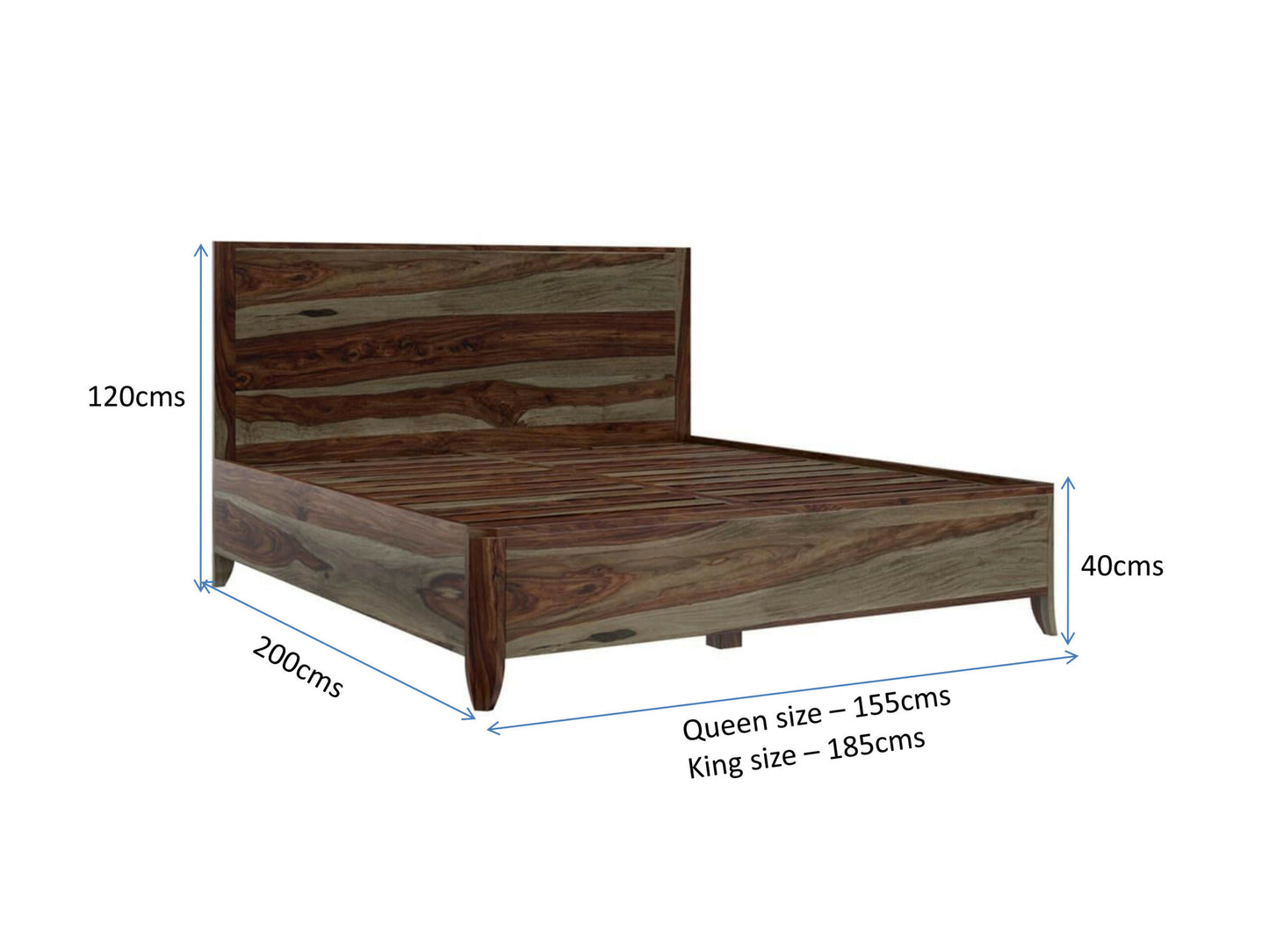 romeo solid wood bed in walnut finish